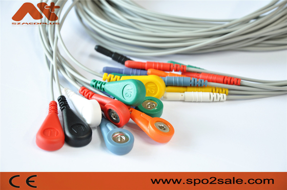 Ιατρικό καλώδιο DIN 1,5 Holter ECG Leadwire Ecg 10 μολύβδου για το όργανο καταγραφής Holer