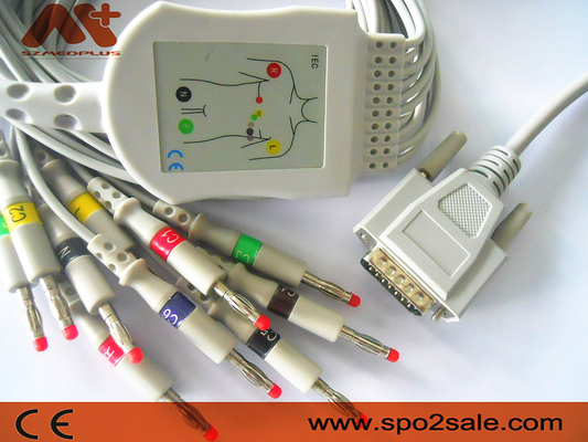Carewell 1101 μπανάνα 4,0 καλωδίων 1103 Ecg καλώδιο 15 καρφιτσών για Electrocardiograh