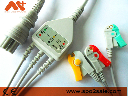 Το Omron > ο Colin BP-88S, BP-S510, M9500, συμβατός συνδετήρας 3 μολύβδου πλεονεκτήματος συντρόφων Τύπου άμεσος-συνδέουν το καλώδιο ECG