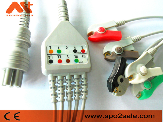 Το καλώδιο του Colin Omron άμεσο συνδέει το καλώδιο 5 ECG υπομονετικό όργανο ελέγχου συνδετήρων 6pin μολύβδου