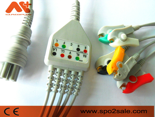 Το καλώδιο του Colin Omron άμεσο συνδέει το καλώδιο 5 ECG υπομονετικό όργανο ελέγχου συνδετήρων 6pin μολύβδου