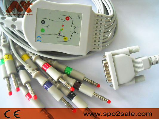 Μη αποσπάσιμο υπομονετικό καλώδιο eCG για τον ηλεκτροκαρδιογράφο Mindray R12